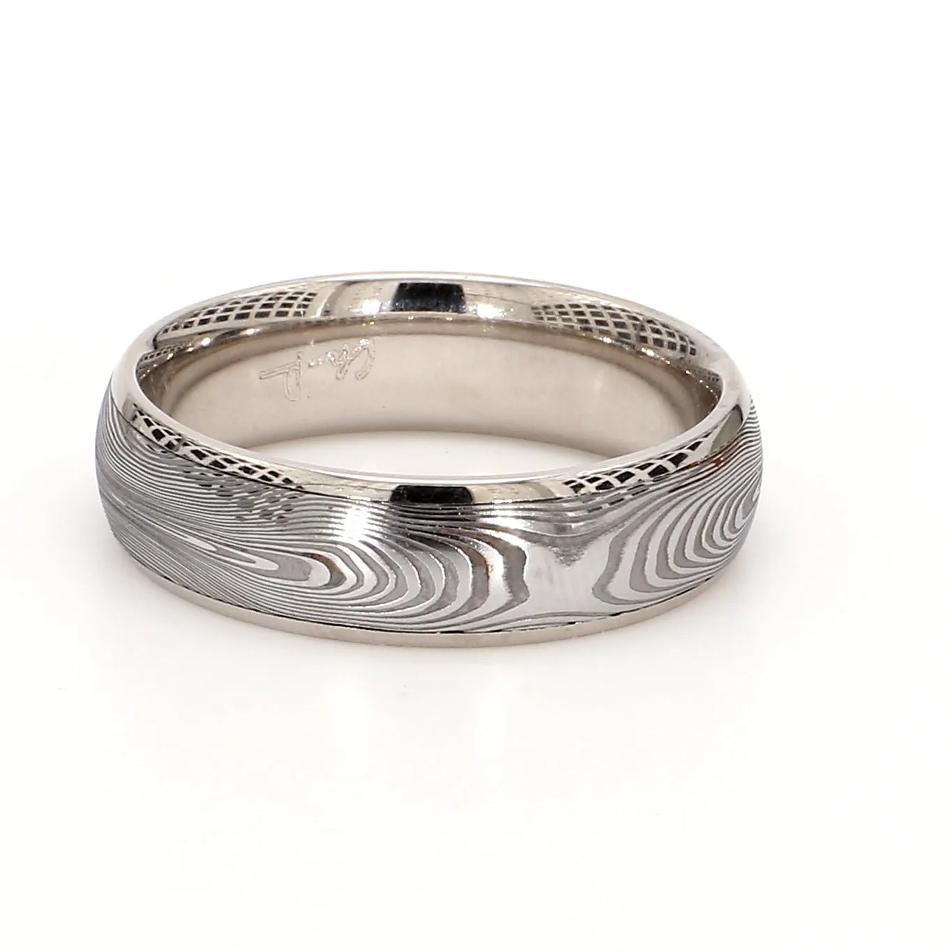 Damascus Textured Plain Metal Band