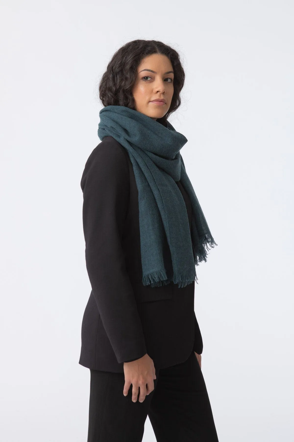 Dinadi Merino Woven Scarf - Dragonfly Green