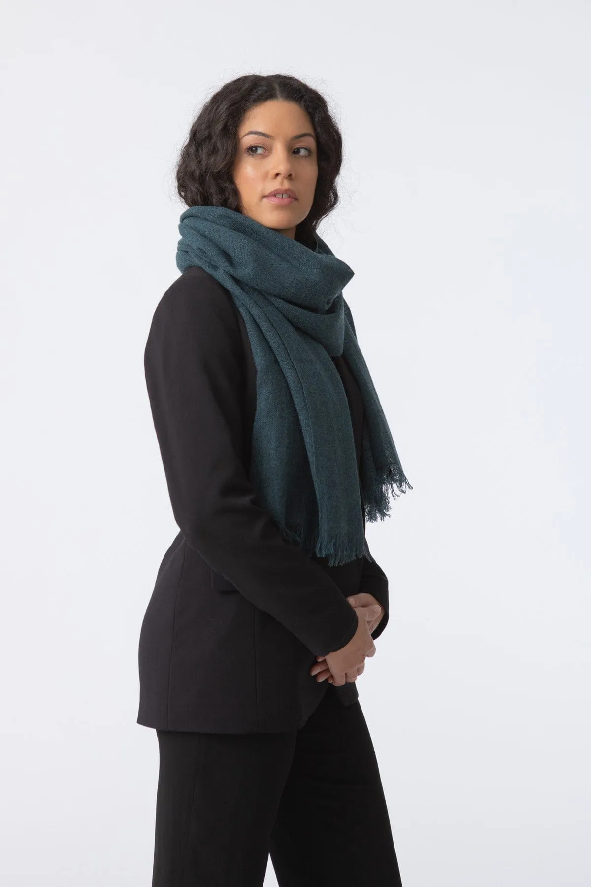Dinadi Merino Woven Scarf - Dragonfly Green