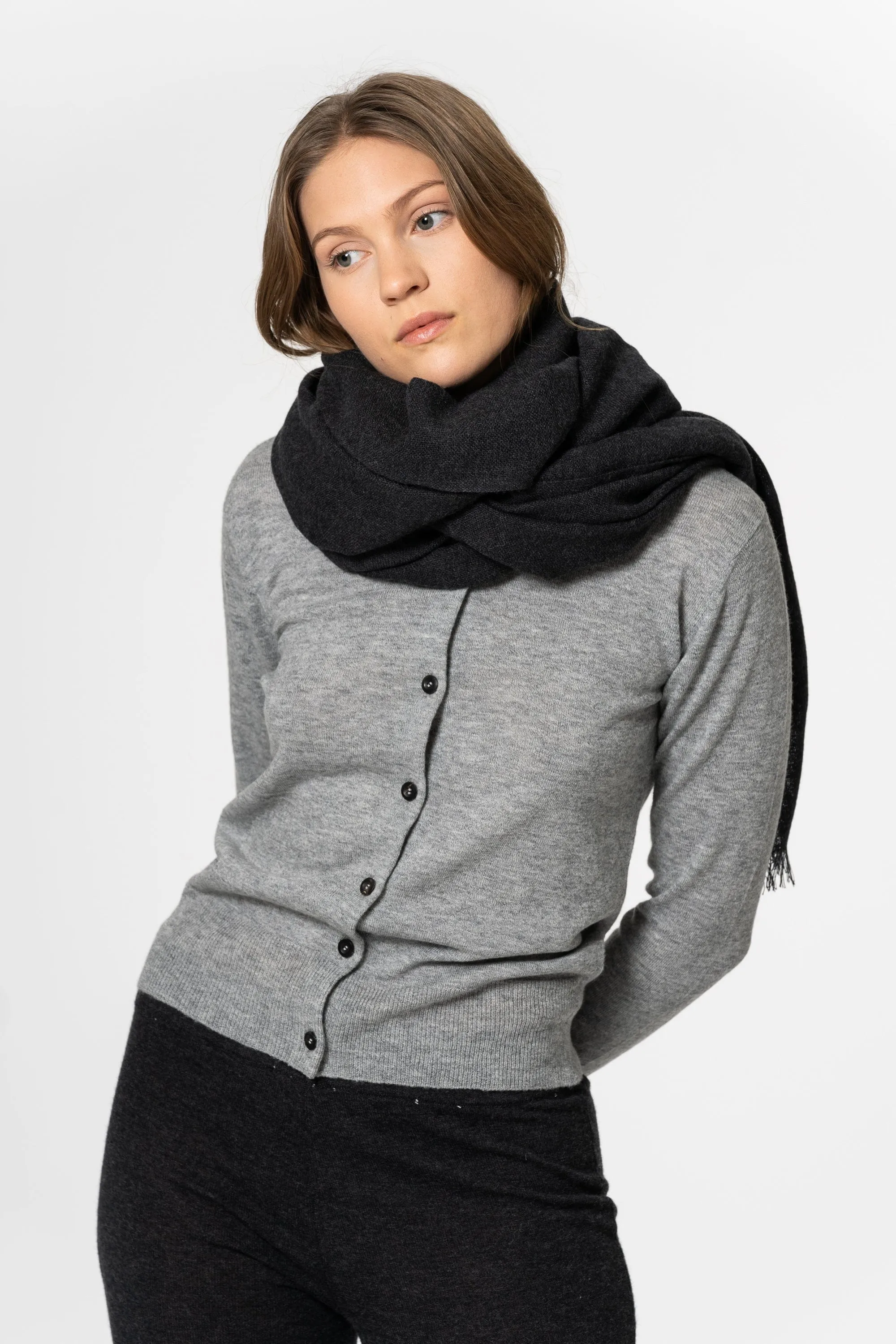 Dinadi Merino Woven Scarf - Onyx Grey