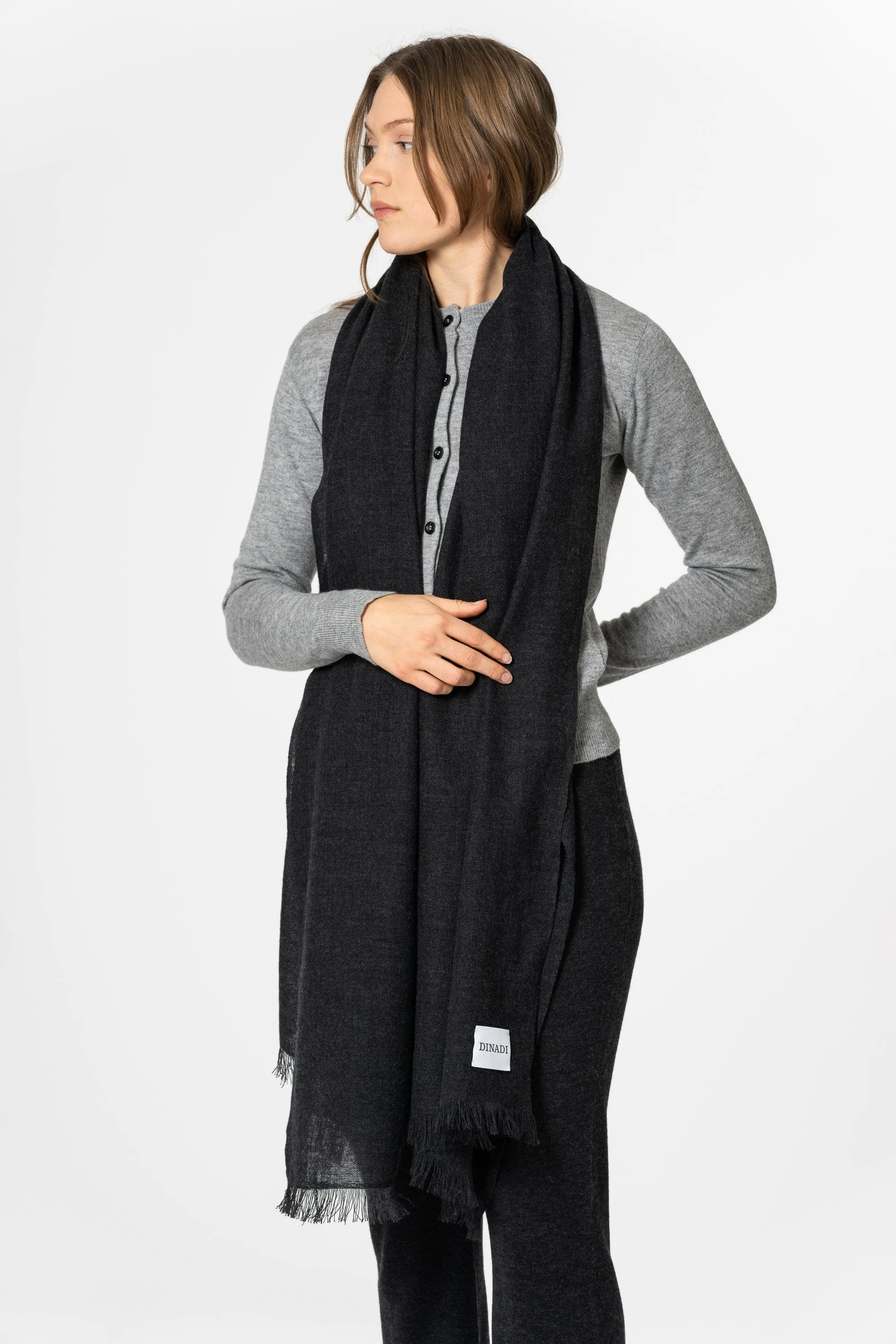 Dinadi Merino Woven Scarf - Onyx Grey