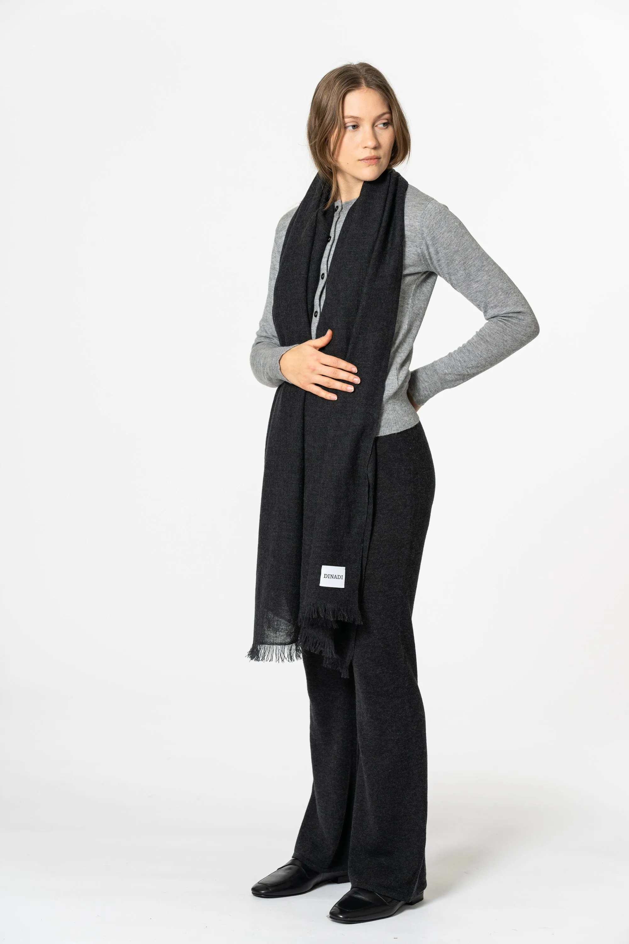 Dinadi Merino Woven Scarf - Onyx Grey