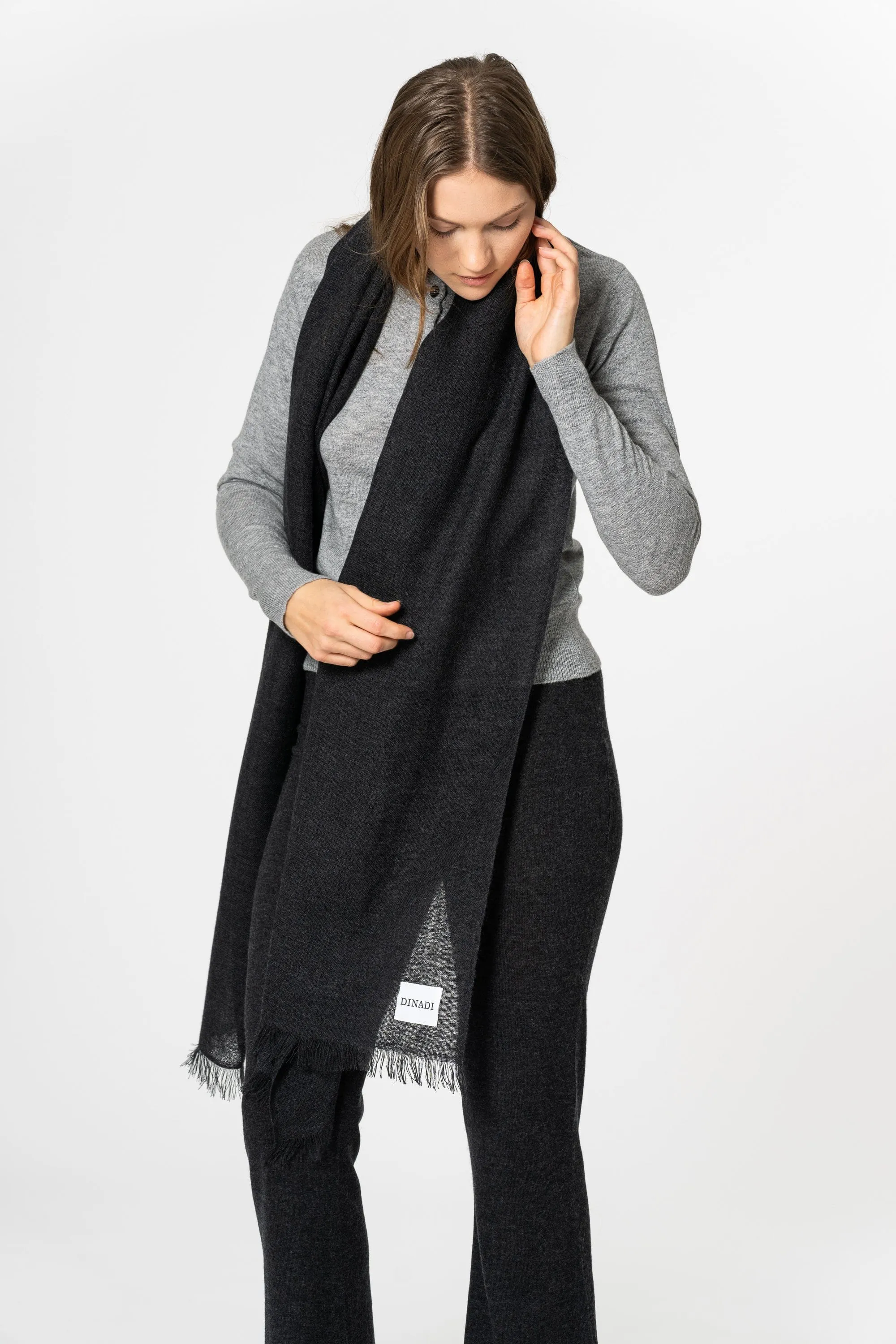 Dinadi Merino Woven Scarf - Onyx Grey