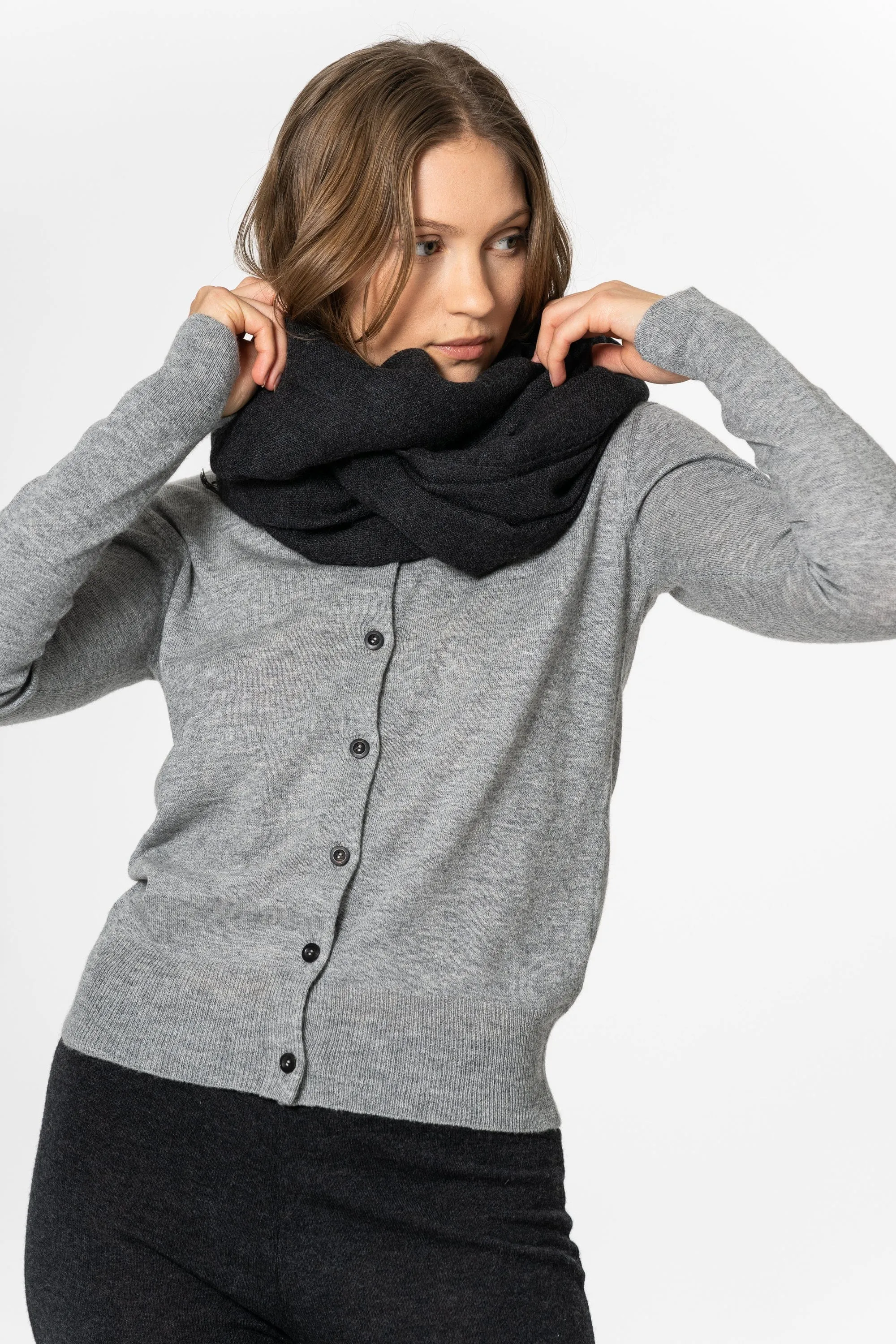Dinadi Merino Woven Scarf - Onyx Grey