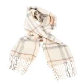 Edinburgh Cashmere Scarf  Highlight Check - Olive/Brown/Oyster