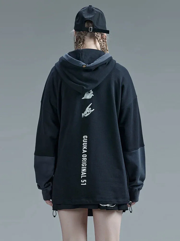 Faux Sweatshirt Stitch Two-piece Contrast Hooded