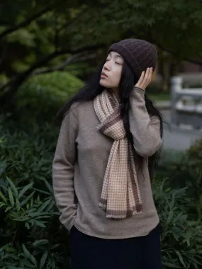 Oats & Rice Lightweight Tawny Houndstooth Scarf