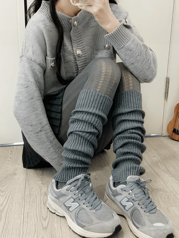 Off-white/Khaki/Gray/Black Knitted Leg Warmers