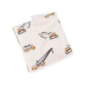Organic Cotton Jacquard Sweater Knit Baby Blanket - Construction Trucks