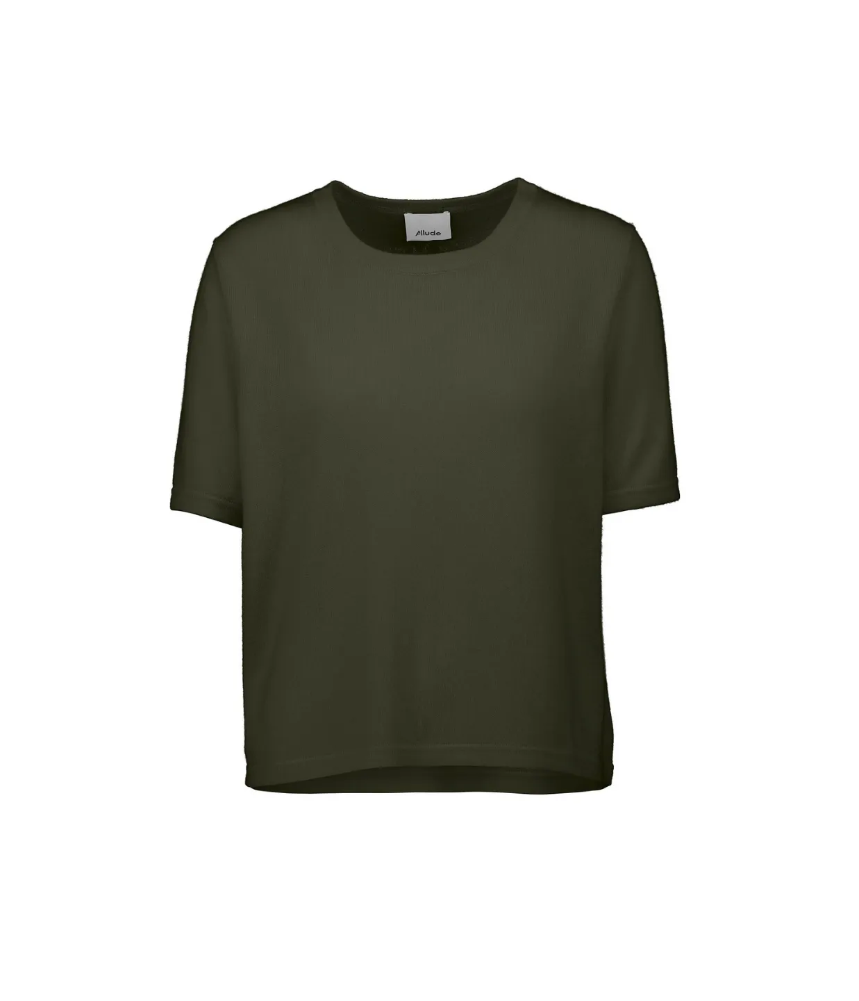 Round Neck Cashmere Blend T-Shirt in Khaki
