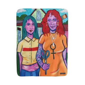 Sherpa Fleece Blanket - American Gothic Rendition