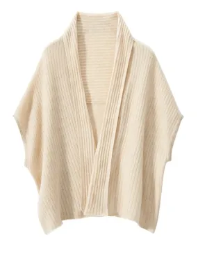 Solid Cashmere Knitted Shawl Cardigan